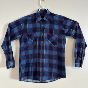 Chandler Casual Button Down Mens Medium Blue Plaid Dressy Flannel Shirt